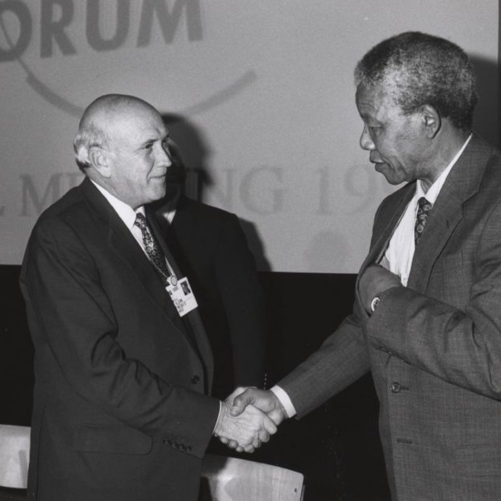 Frederik_de_Klerk_with_Nelson_Mandela_World_Economic_Forum The power of forgiveness in an unforgiving world