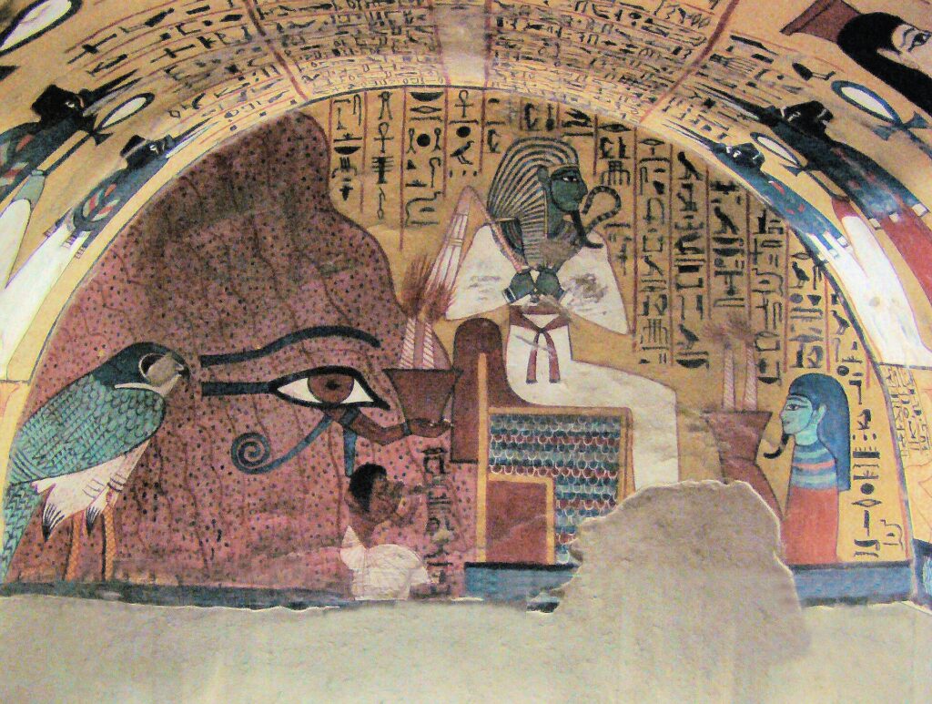 A personified Eye of Horus offers incense to the enthroned god Osiris in a painting from the tomb of Pashedu, thirteenth century BC. Too Much Ai? I’m Staying Human